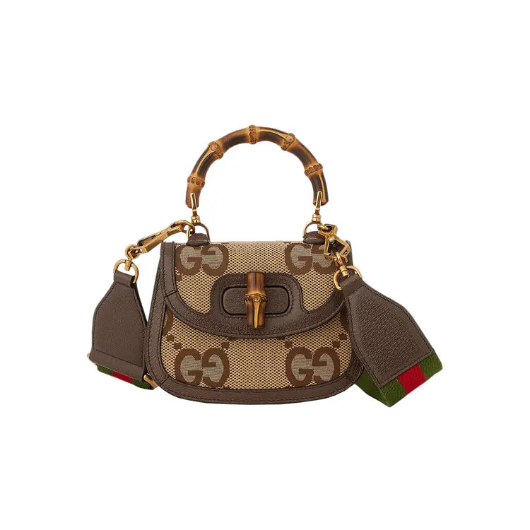 Gucci Bamboo 1947 Top Handle Bag Jumbo Gg Canvas Brown Canvas Handbag ( )