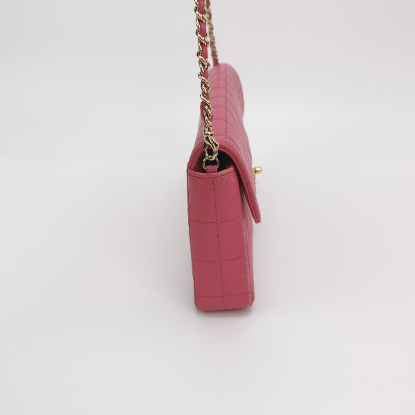 Chanel East West Chocolate Bar Fuchsia Pink Leather