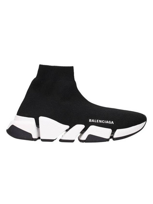 Luxury Balenciaga Trending 2026 WoMen's Speed 2.0 Trainer Black Knit White Sole High Top Sneakers Black
