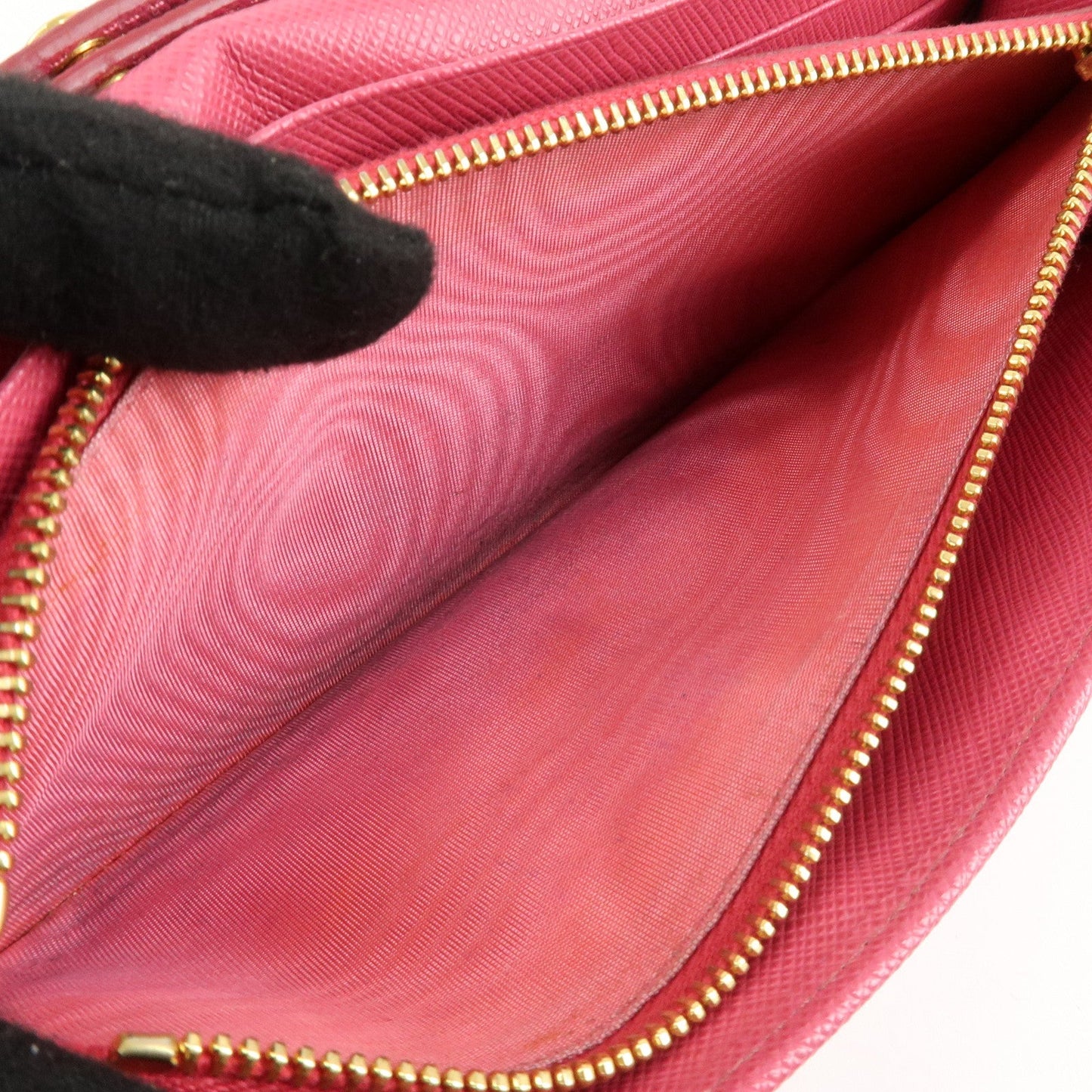 PRADA Saffiano Metal Chain Wallet Shoulder Bag Pink 1DH002