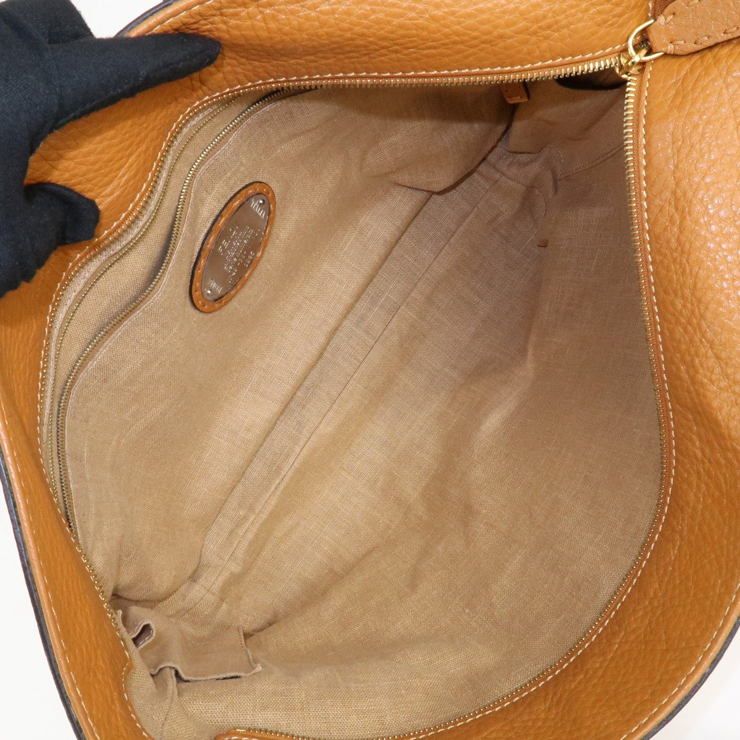 FENDI Selleria Leather Tote Bag Shoulder Bag Brown 8BH185