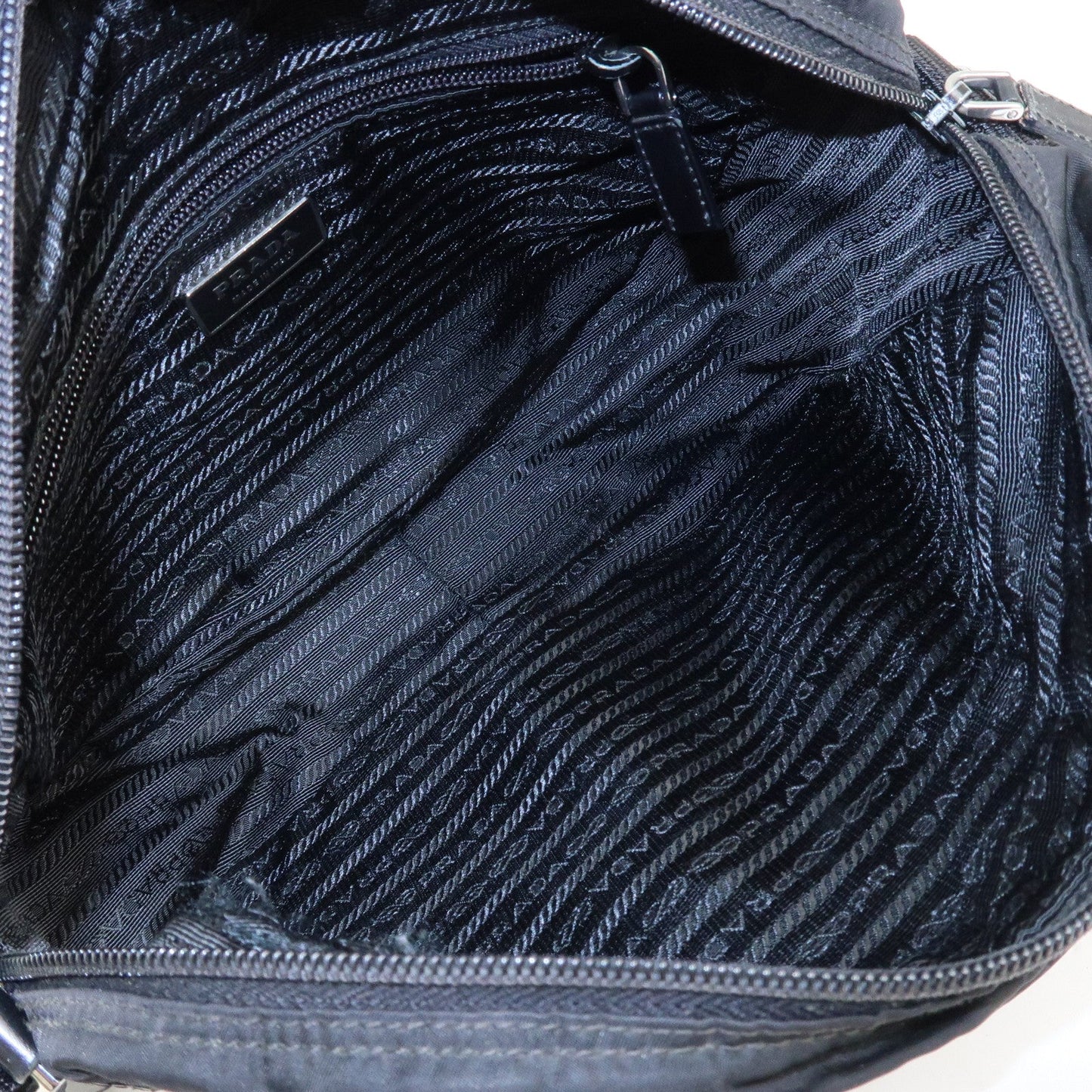 PRADA Logo Nylon Leather Shoulder Bag Crossbody Bag Black