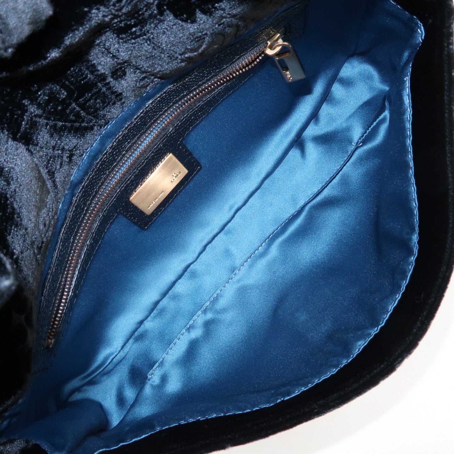 FENDI Mamma Baguette Polyester Leather Shoulder Bag Black 8BR000