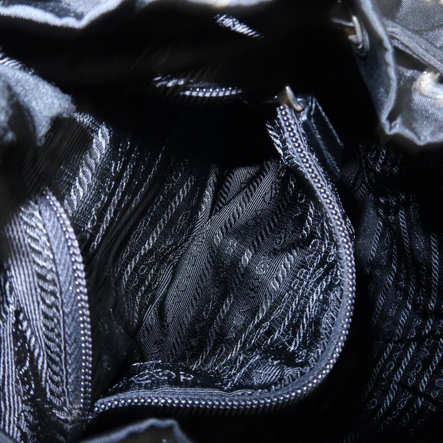 PRADA Triangle Logo Nylon Leather Back Pack Black B5885