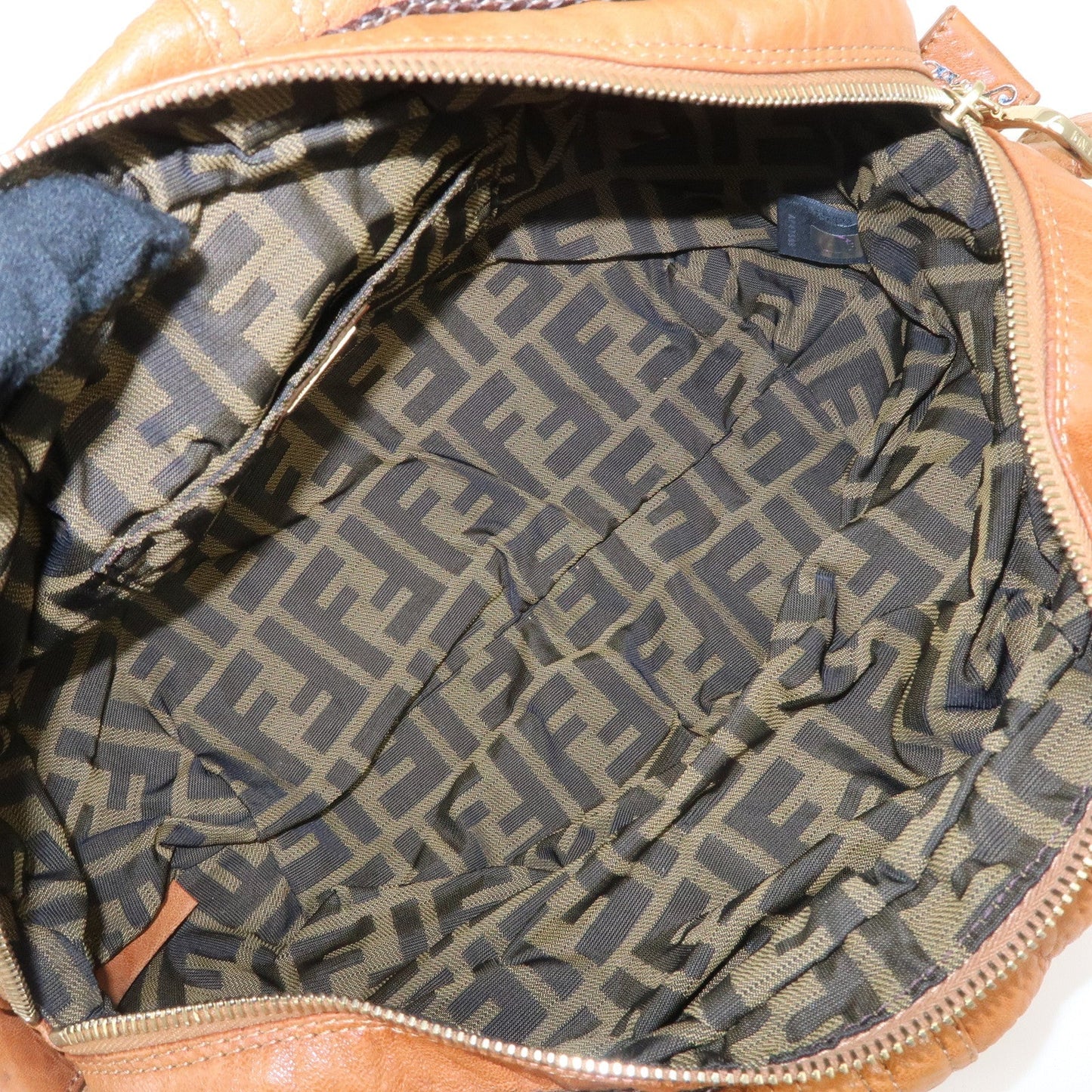 FENDI Leather Mini Spy Bag Hand Bag Brown Dark Brown 8BL078
