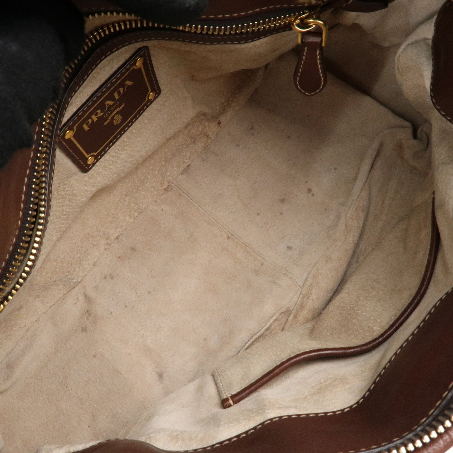 PRADA Leather 2Way Bag Shoulder Bag Hand Bag Brown BN1904