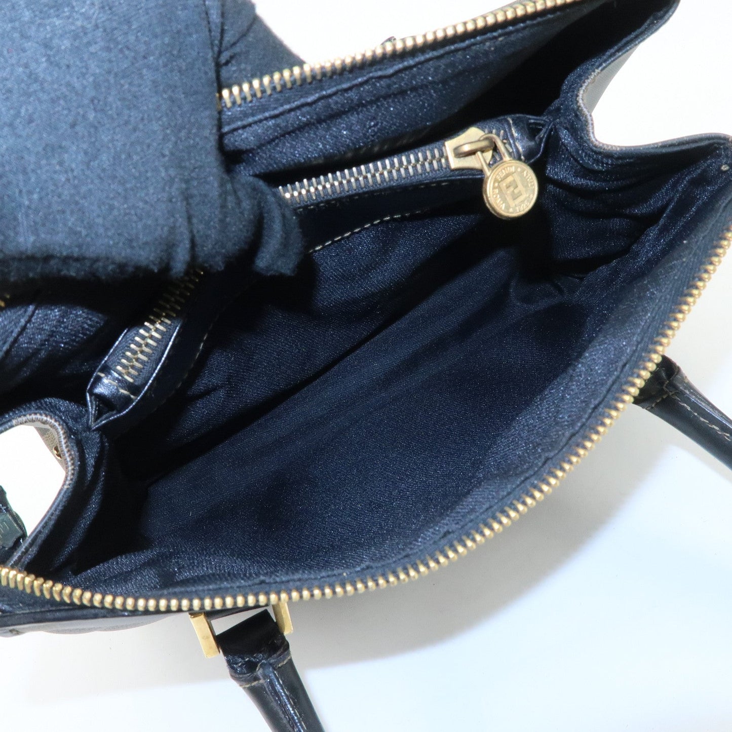 FENDI Pequin PVC Leather 2Way Bag Hand Bag Brown Black