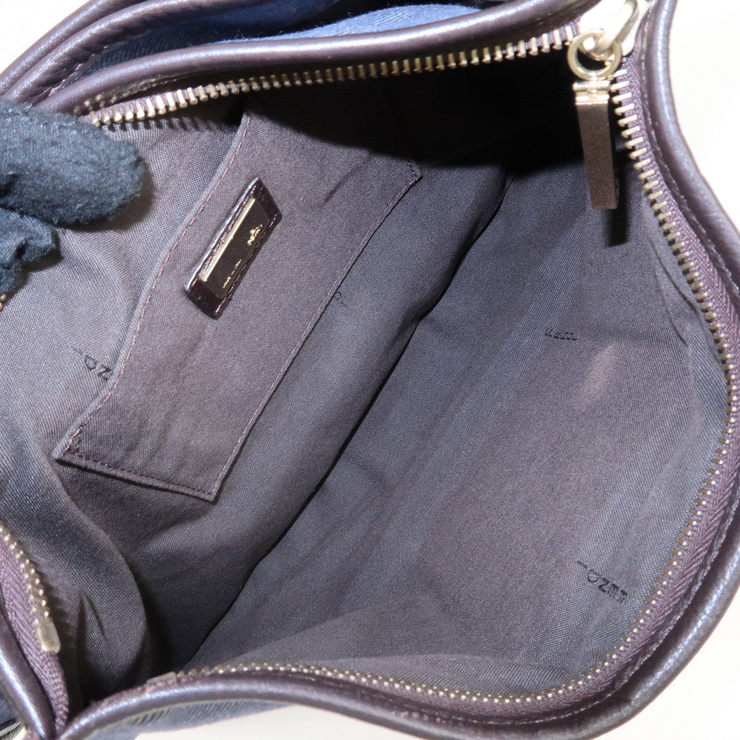 FENDI Zucca Denim Leather Shoulder Bag Cross Body Bag 8BT034