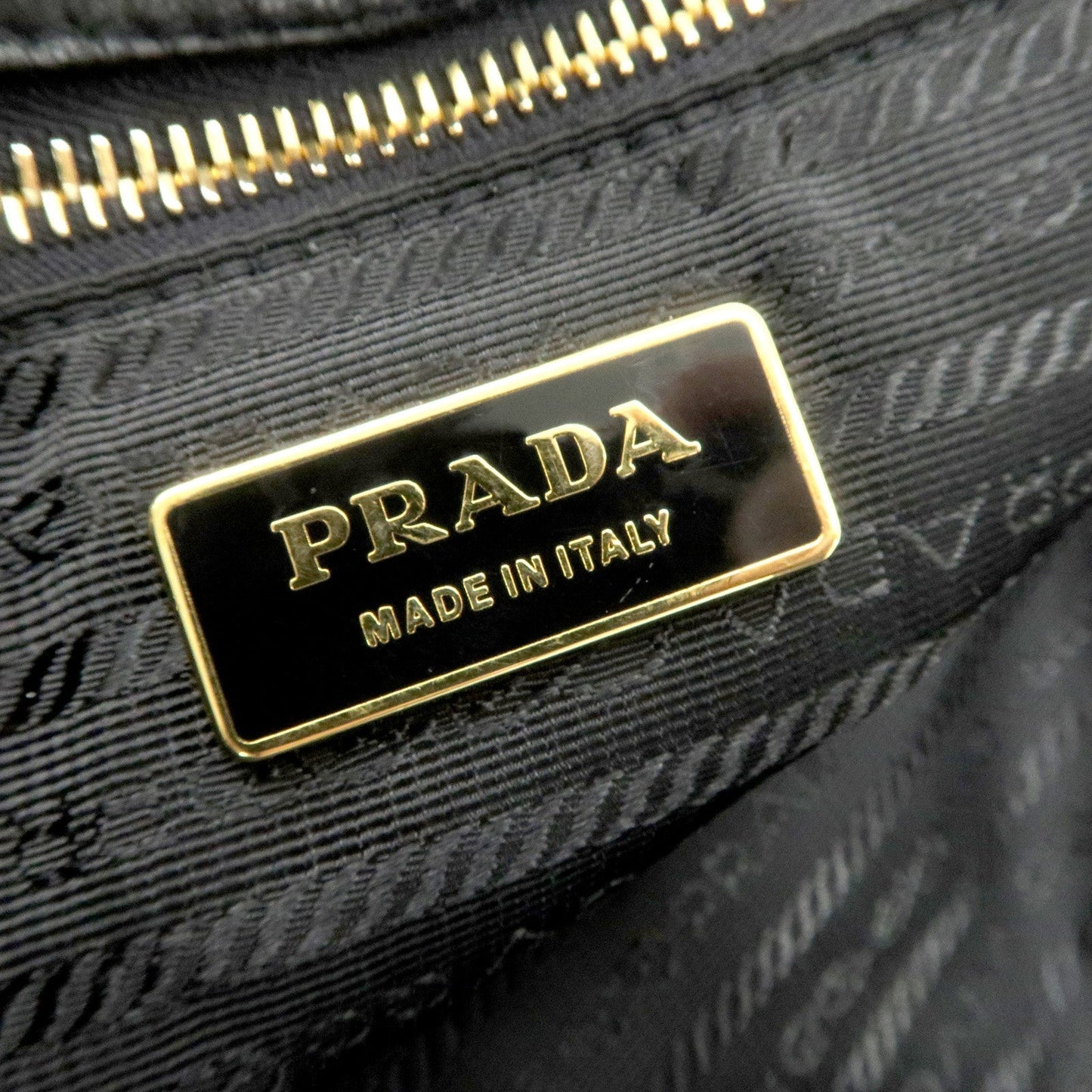 PRADA Leather Ribbon Tote Bag Hand Bag NERO Black BN1601