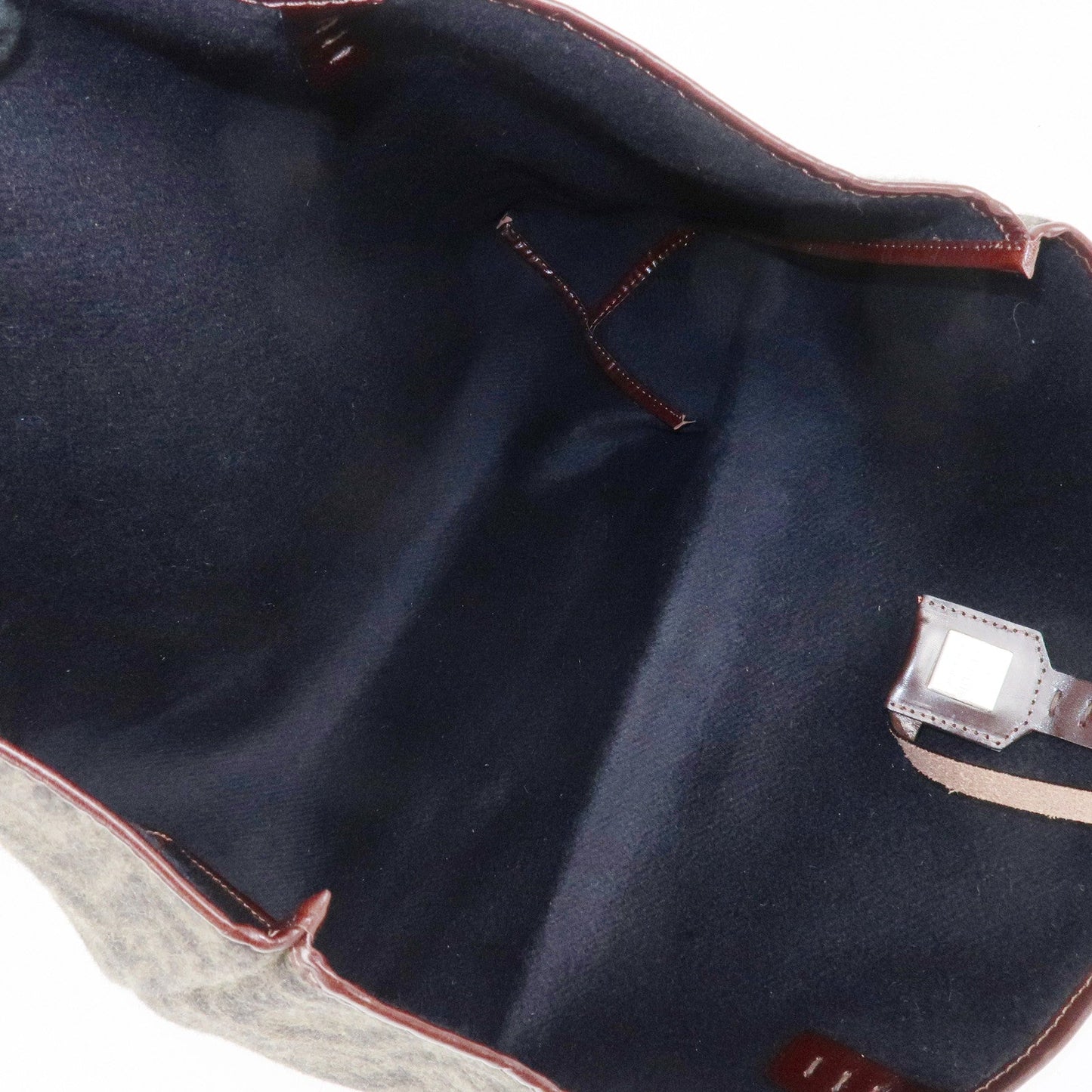 FENDI Zucca Wool Leather Tote Bag Khaki Black Dark Brown
