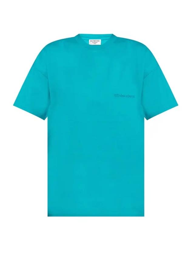 Luxury Balenciaga Trending 2026 Logo Short Sleeve T-Shirt Blue