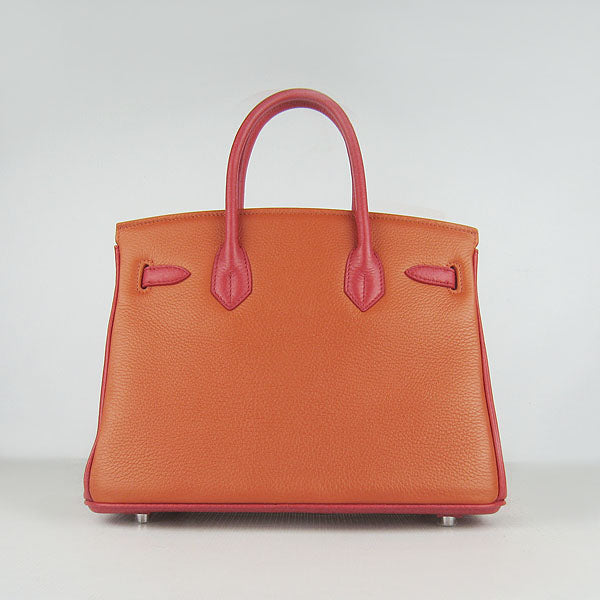 Hermes Birkin 30cm Togo Leather Handbags Red/ Orange/ Green Silver