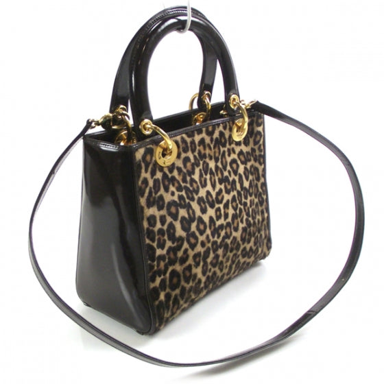 DIOR LADY DIOR PONY HAIR LEOPARD HANDBAG