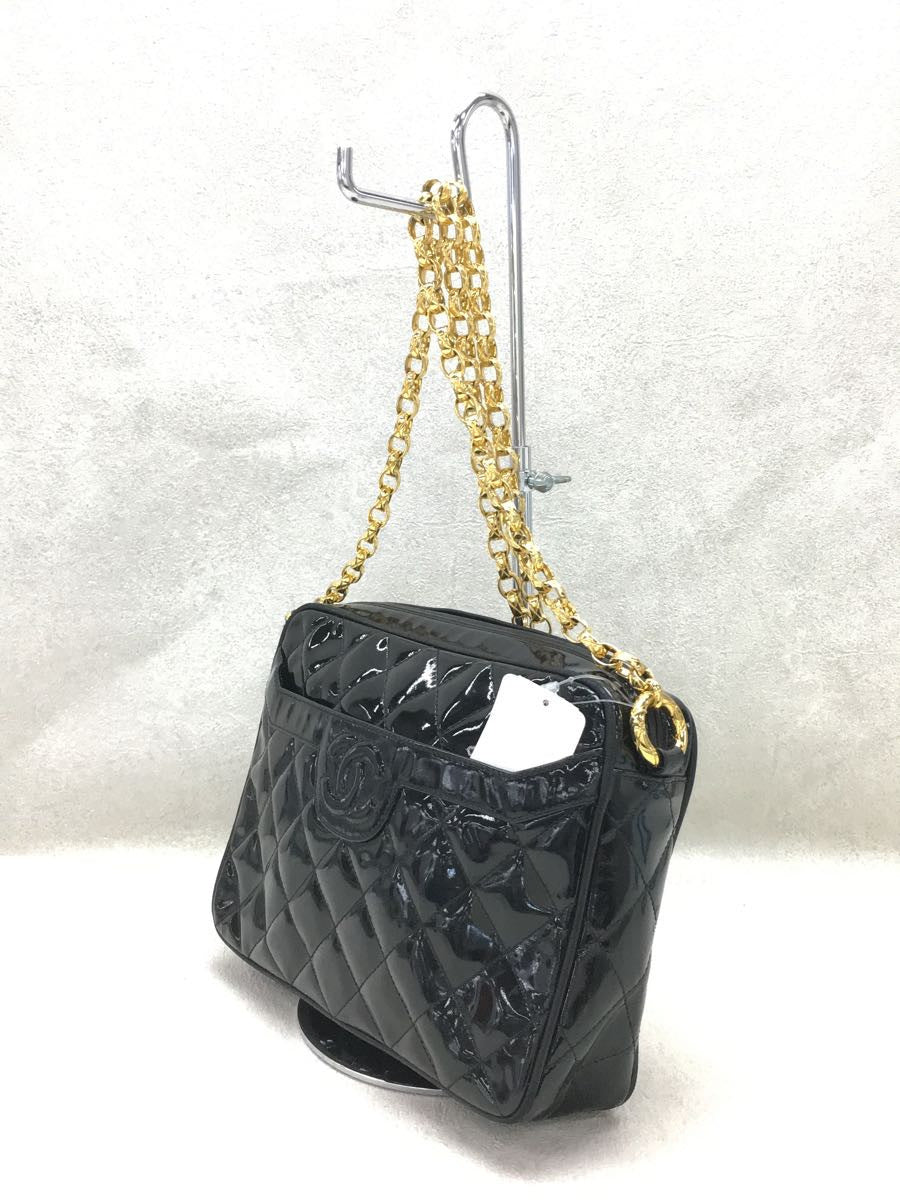 Chanel Leather Enamel Chain Shoulder Bag