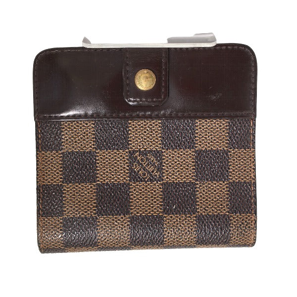 LOUIS VUITTON Bifold Wallet N61668 Damier canvas Brown Wallet with pocket zipper for cards Damier Compact zip unisex(Unisex)