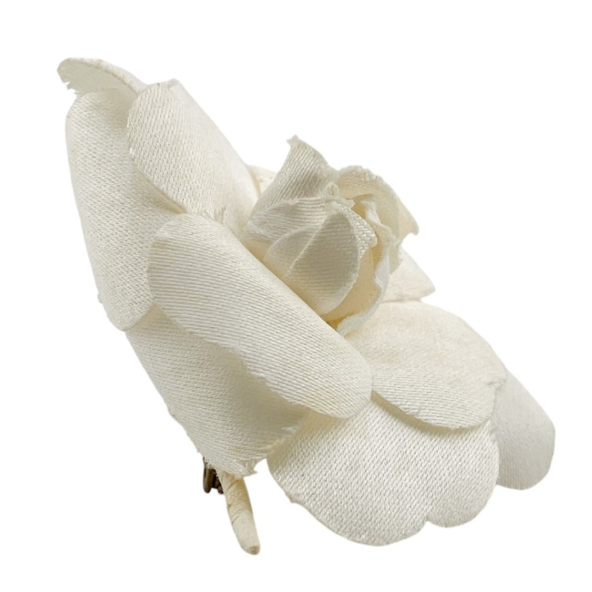 CHANEL Brooch cotton cotton white corsage Camelia Women