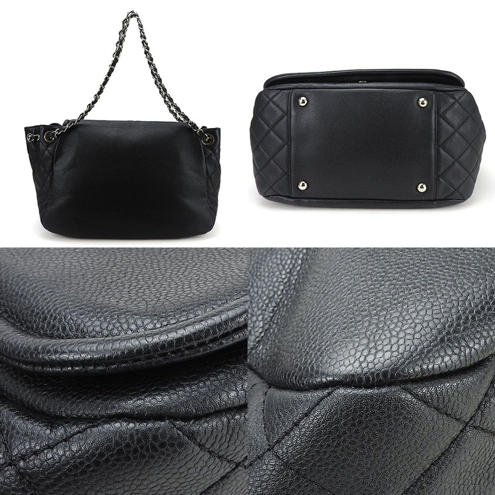 CHANEL Shoulder Bag Caviar skin black ChainShoulder