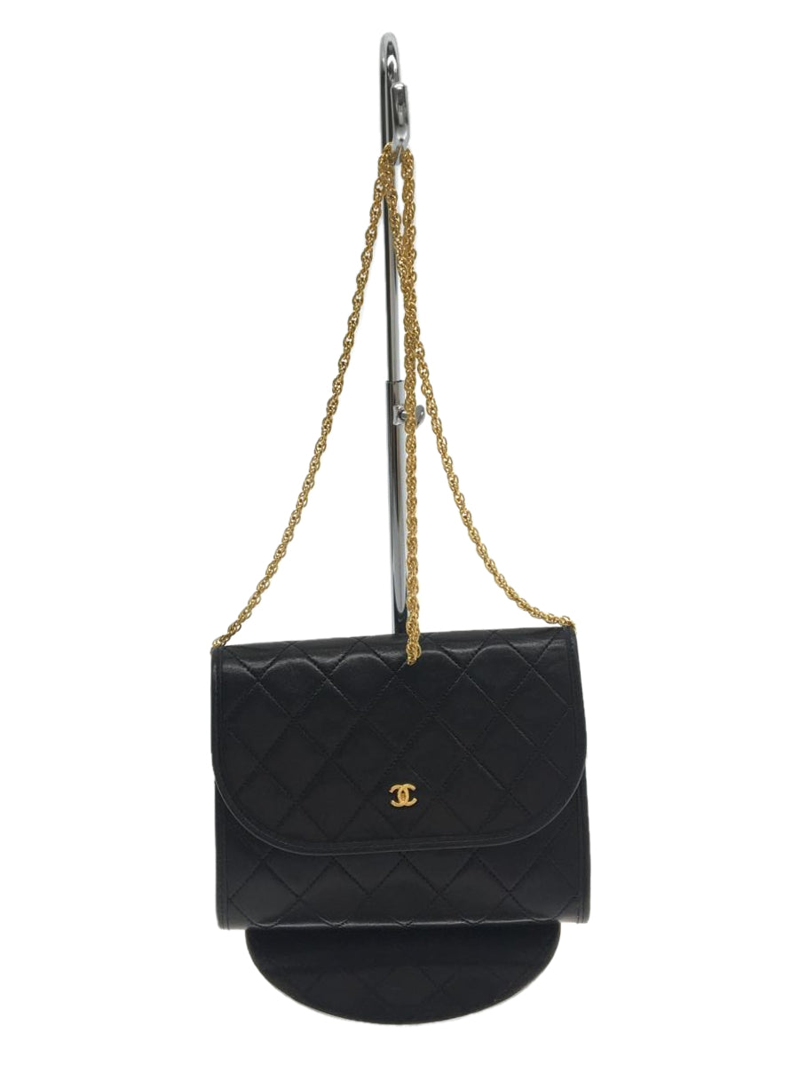 Chanel Leather Plain Shoulder Bag implant Noir Black