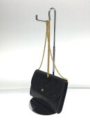 Chanel Leather Plain Shoulder Bag implant Noir Black