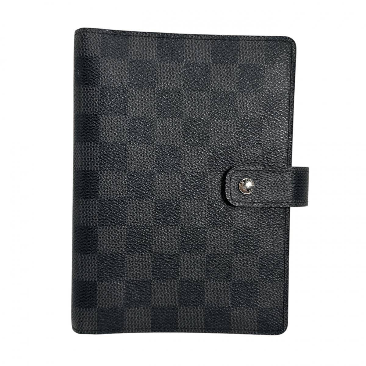 LOUIS VUITTON Notebook cover R20242 Damier Grafitto Canvas Black x gray System notebook cover Damier Graphite Agenda MM mens(Unisex)