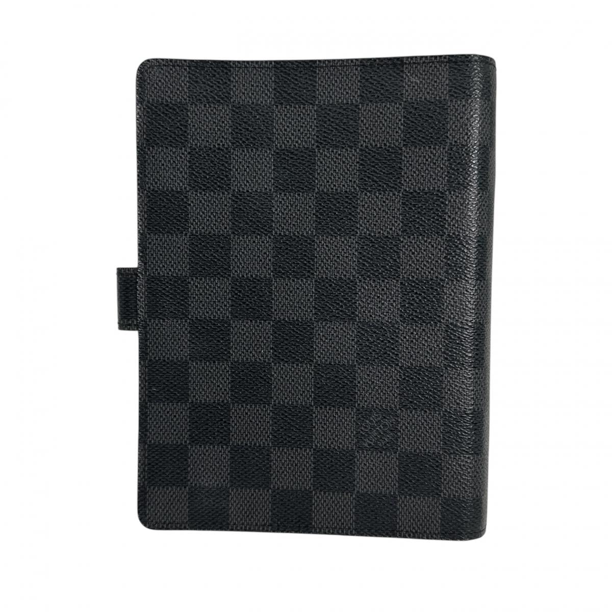 LOUIS VUITTON Notebook cover R20242 Damier Grafitto Canvas Black x gray System notebook cover Damier Graphite Agenda MM mens(Unisex)