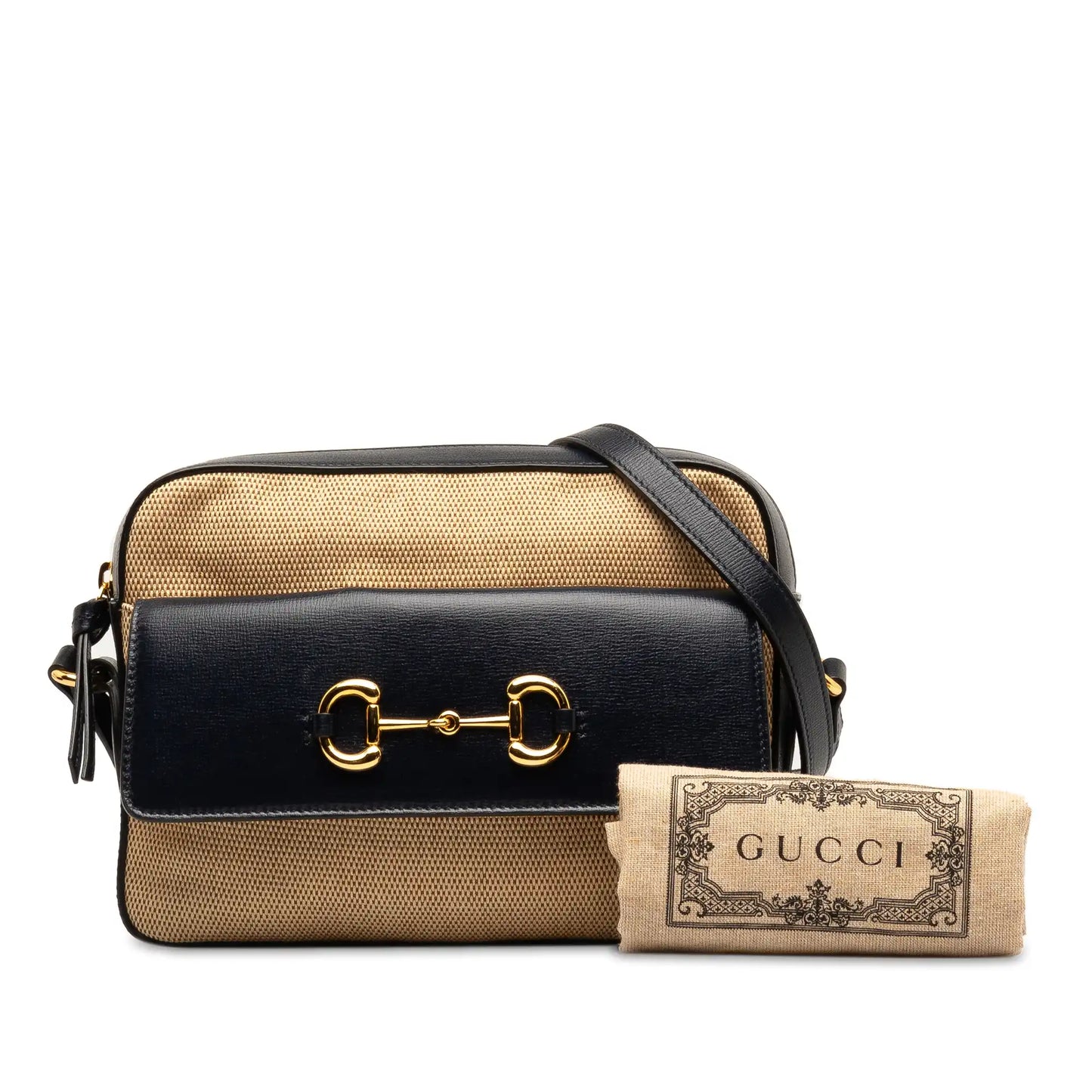 Gucci Horsebit Leather Canvas Crossbody
