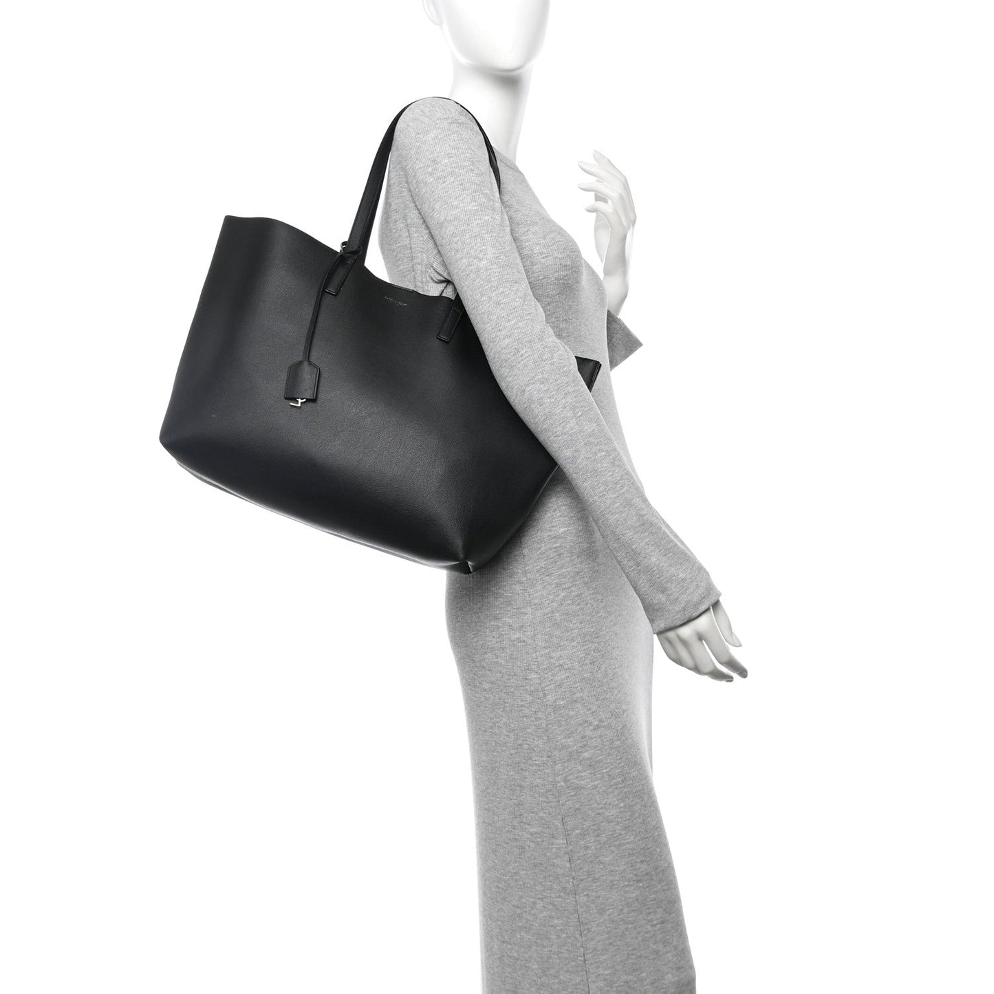 Saint Laurent Calfskin Large Shopping Tote Black