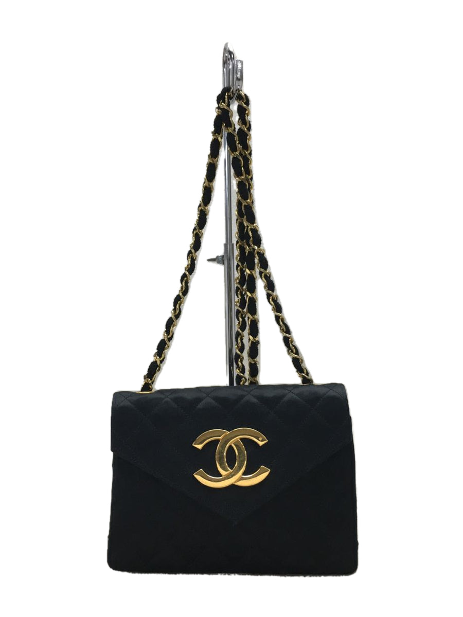 Chanel Plain Silk Chain Shoulder Bag Black