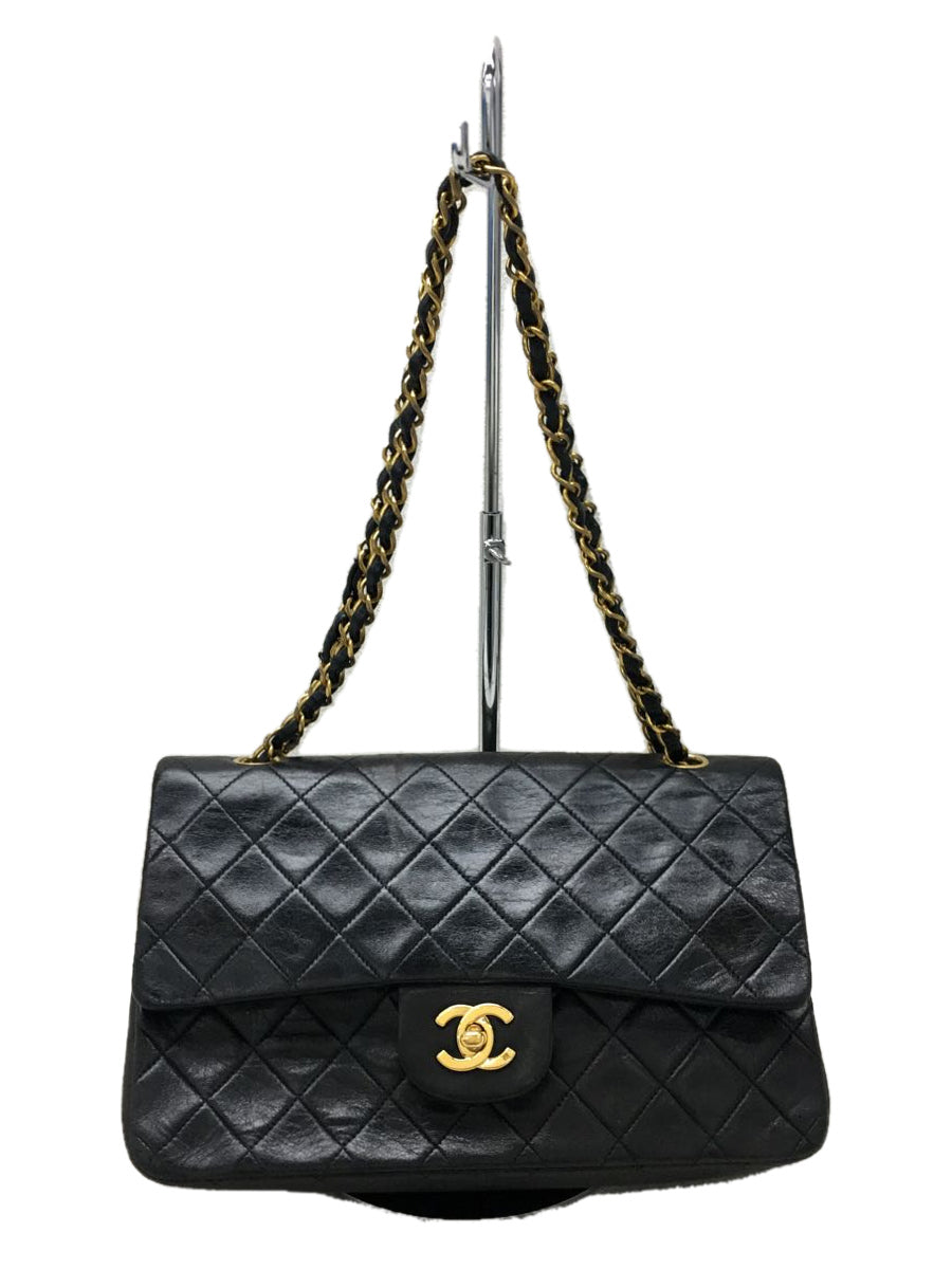 Chanel Matelasse Lambskin Sheepskin Chain Shoulder Bag Black
