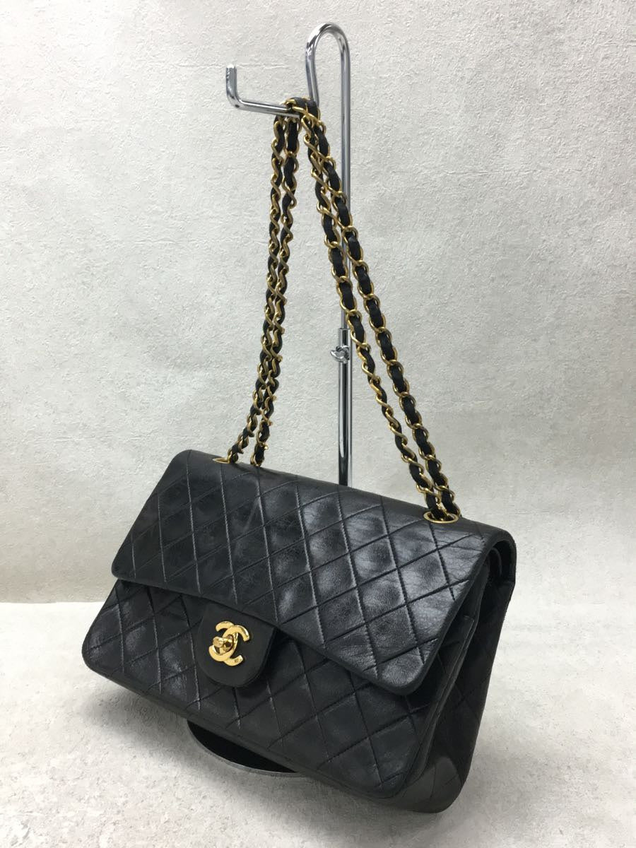 Chanel Matelasse Lambskin Sheepskin Chain Shoulder Bag Black