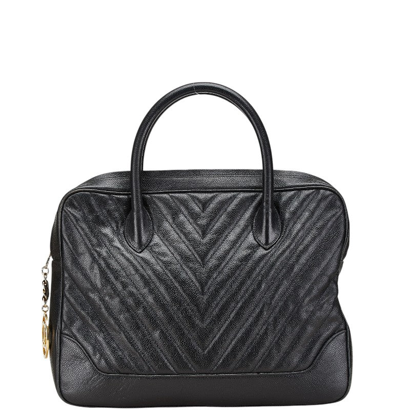 Chanel Chevron V Stitch Caviar Skin Handbag Classic Flap