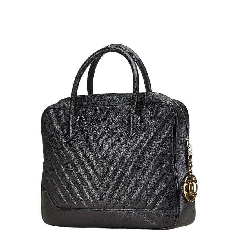 Chanel Chevron V Stitch Caviar Skin Handbag Classic Flap