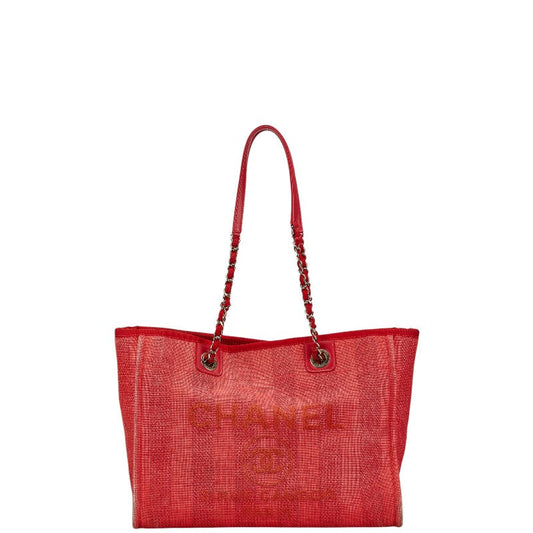 Chanel Deauville Canvas Leather Tote Bag