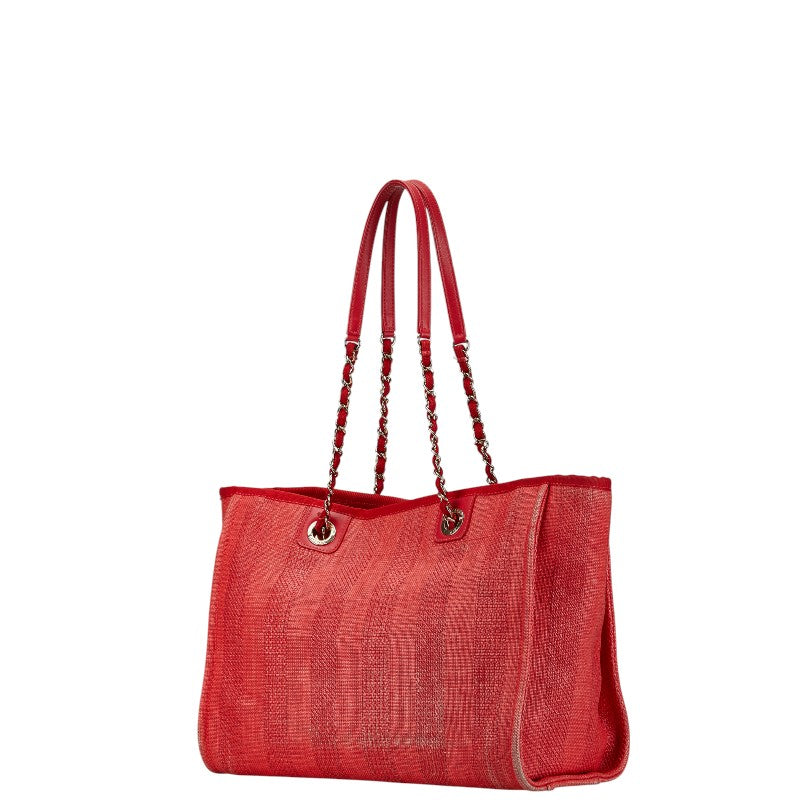 Chanel Deauville Canvas Leather Tote Bag Classic Flap