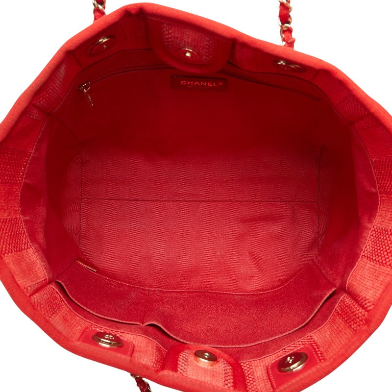 Chanel Deauville Canvas Leather Tote Bag Classic Flap