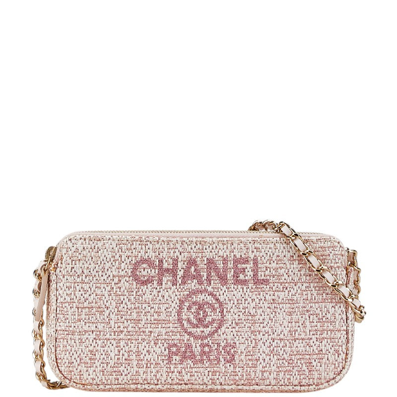 Chanel Deauville Tweed Leather Shoulder Bag Classic Flap