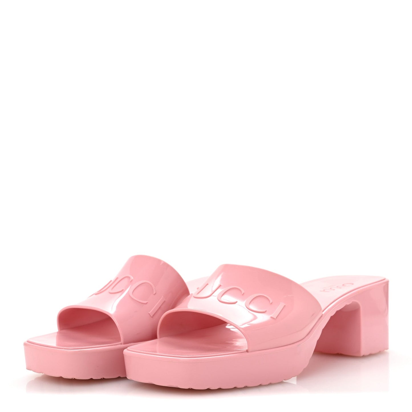 Gucci Rubber Logo Womens Platform 20/60mm Slide Sandals 39 Wild Rose