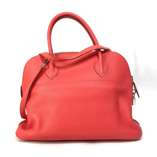 HERMES Handbag Taurillon Clemence Red Shoulder Bag Crossbody Bored 35 Women Used