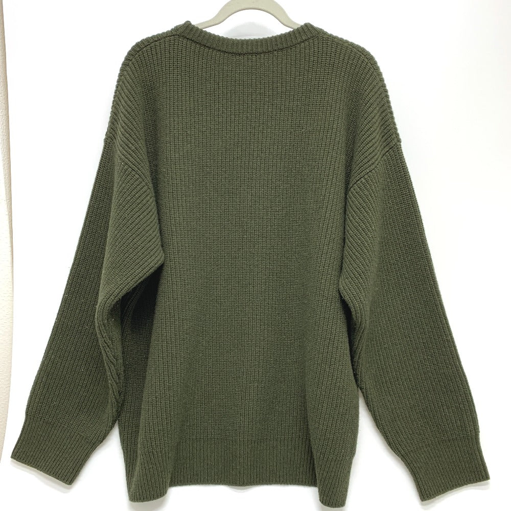 CELINE sweater 2AB97 wool khaki logo Leopard Pattern mens L