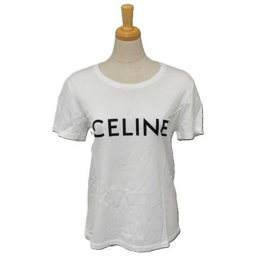 CELINE Short sleeve T-shirt 653N 2AWB6 cotton white logo Women M