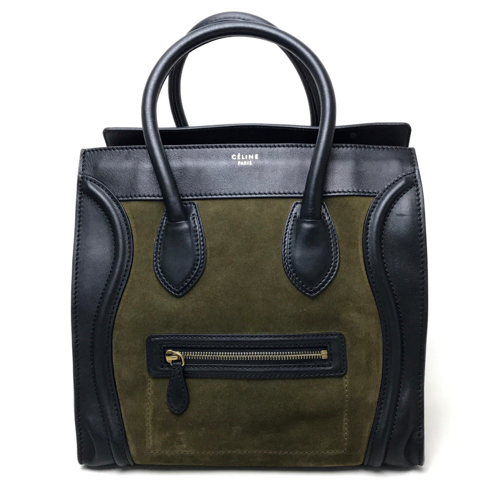 CELINE Tote Bag 165213 Suede / leather khaki Luggage mini shopper Women