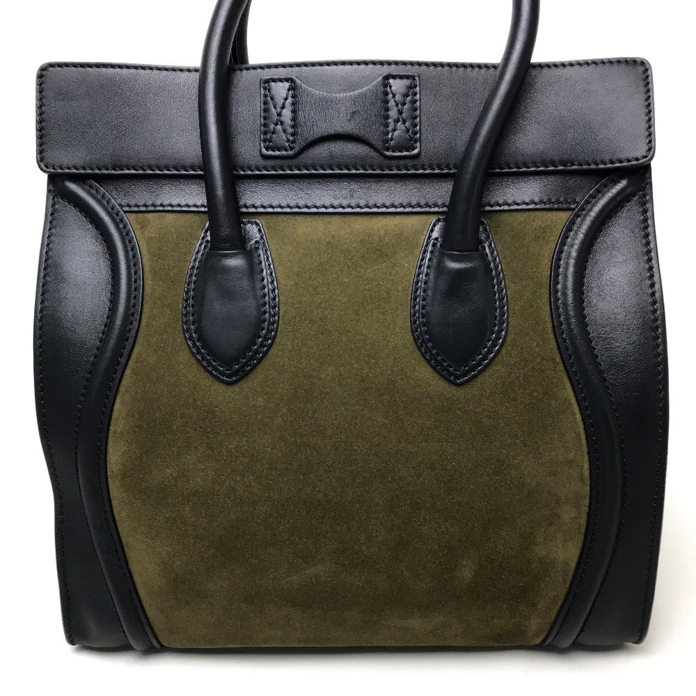CELINE Tote Bag 165213 Suede / leather khaki Luggage mini shopper Women