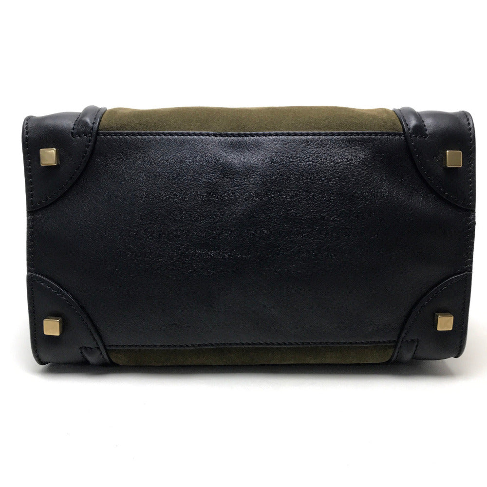 CELINE Tote Bag 165213 Suede / leather khaki Luggage mini shopper Women