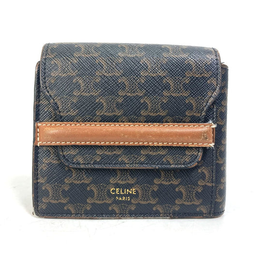 CELINE Folded wallet leather Brown Card Case triomphe wallet mens