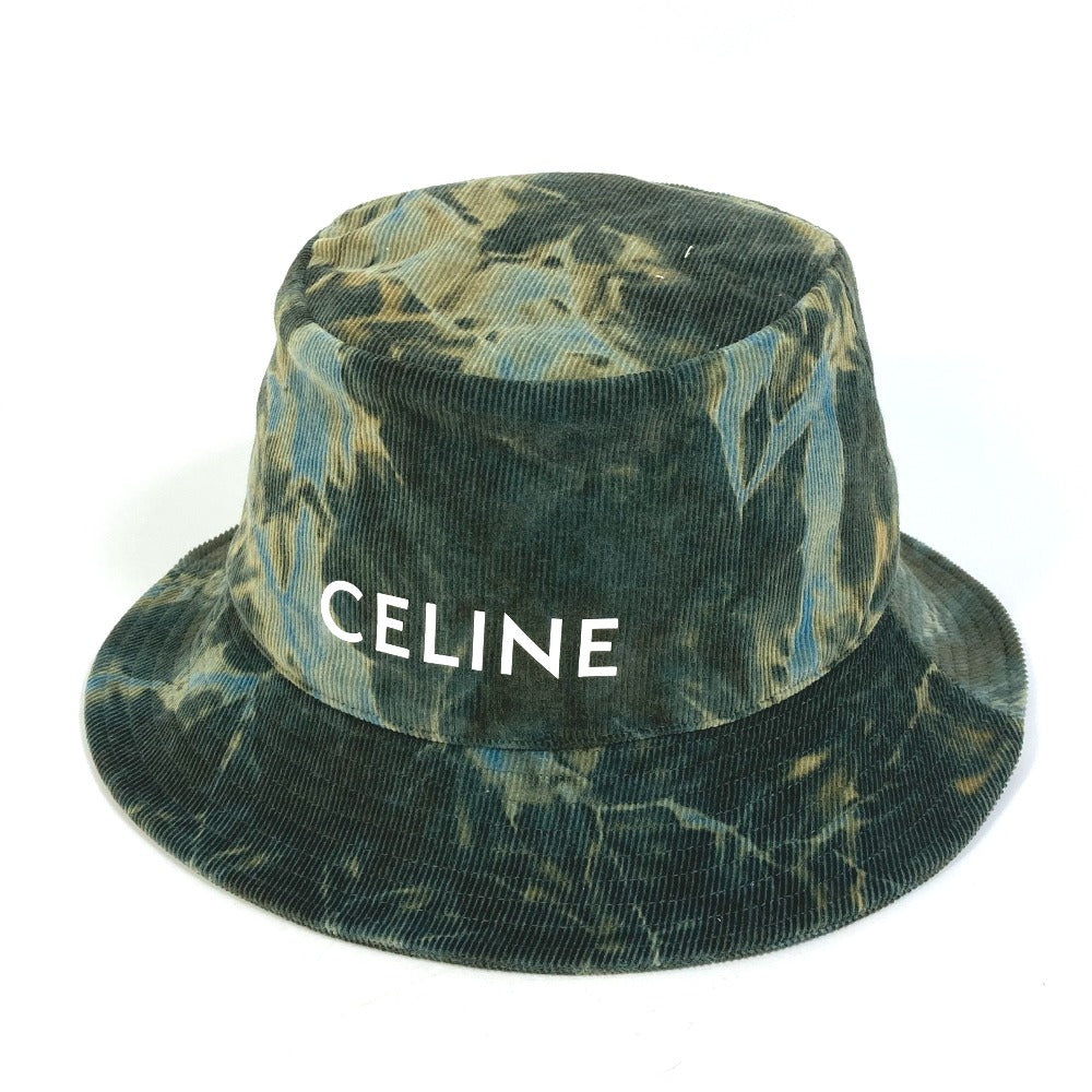 CELINE hat 2AU5B214Q cotton green Corduroy tie-dye logo hat unisex(Unisex) L