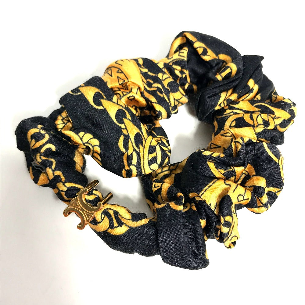 CELINE hair accessory silk black hair accessories hair rubber ChainPattern Women