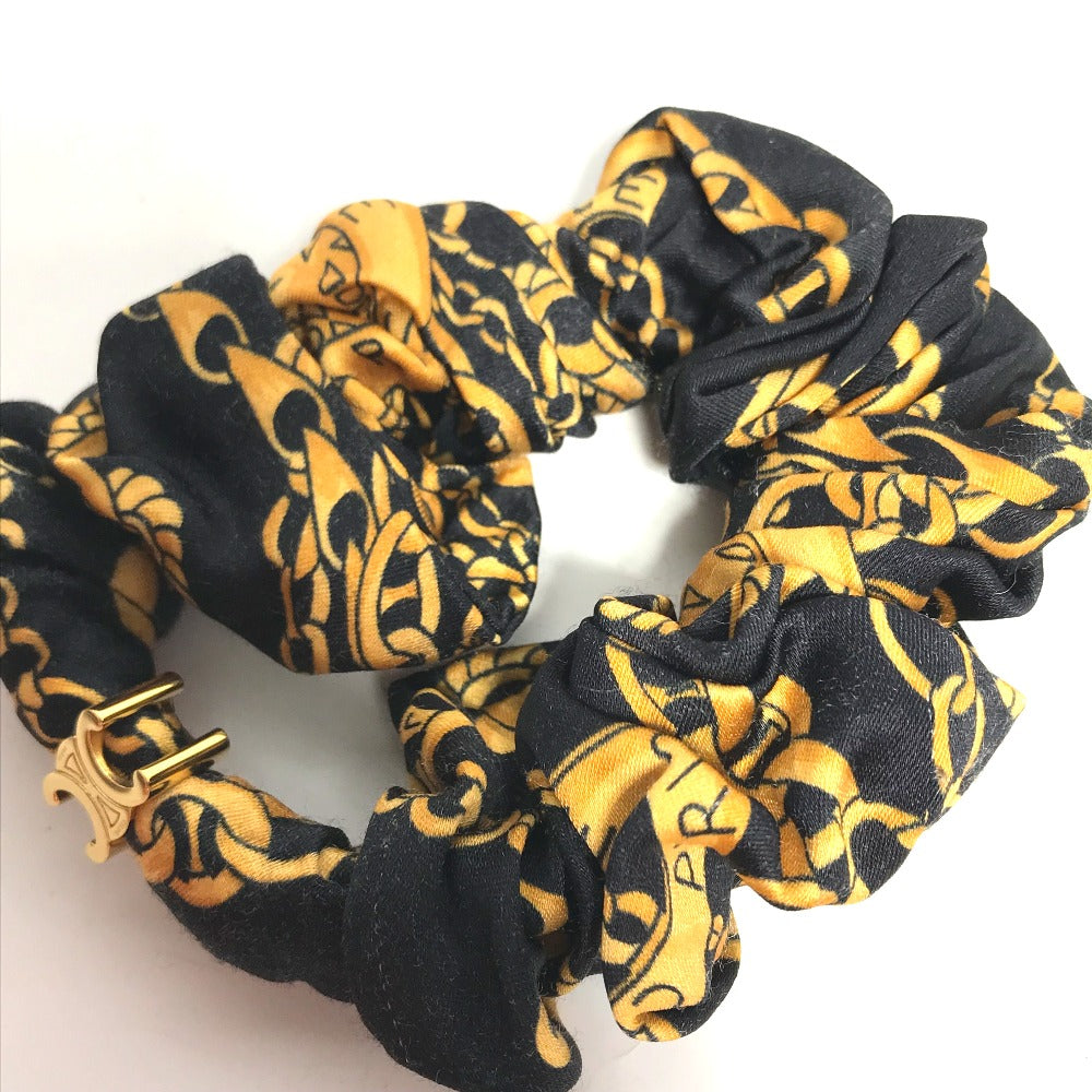 CELINE hair accessory silk black hair accessories hair rubber ChainPattern Women
