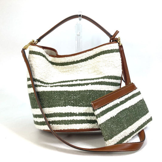 CELINE Handbag 195572ED3-15KZ Calfskin, Textile multicolor border Bucket16 (Sez) Striped textile Women