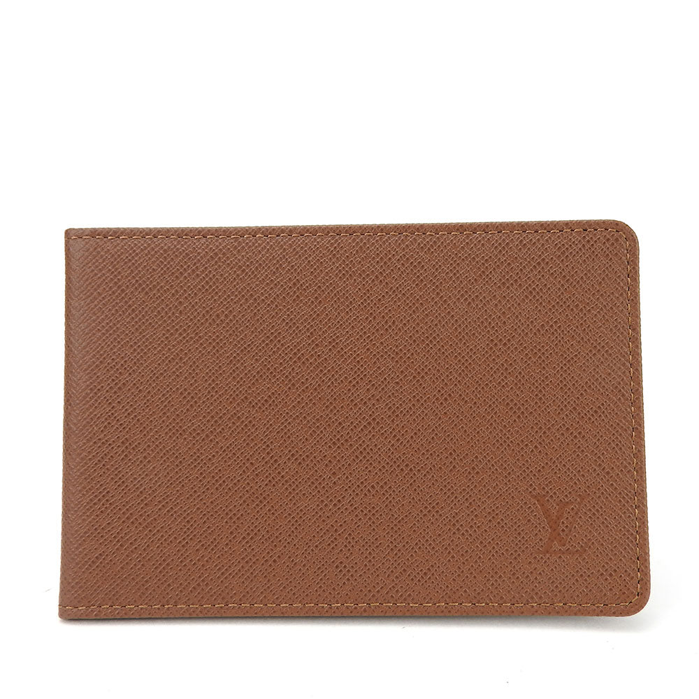 LOUIS VUITTON Pass case leather Brown unisex(Unisex)