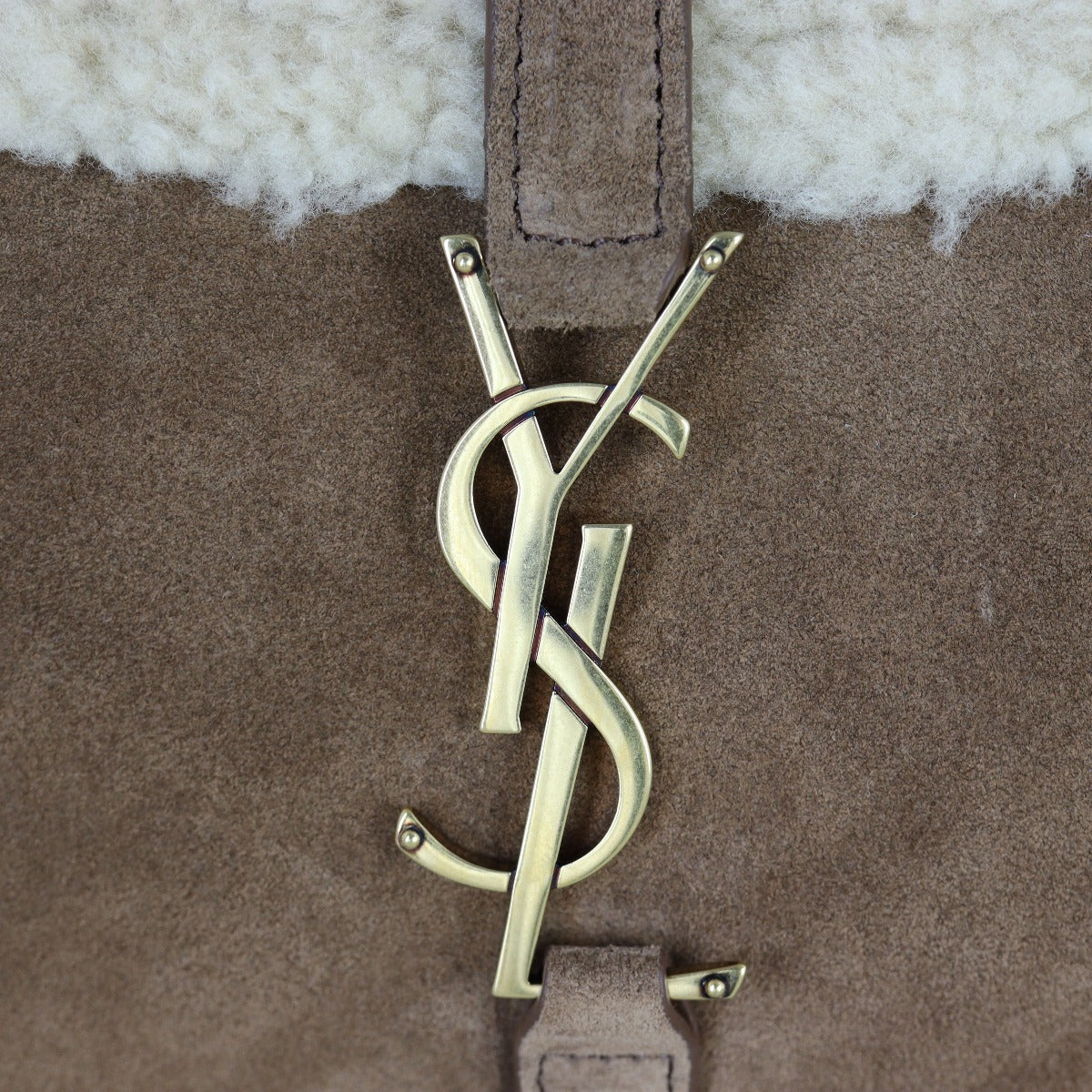 Saint Laurent Le 5 a 7 Hobo Suede Shearling